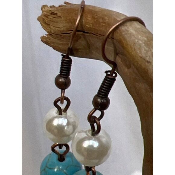 SOUTHWEST TURQUOISE PEARL FANCY Western Rodeo Cowgirl Fashion Necklace Set New - Picture 8 of 16